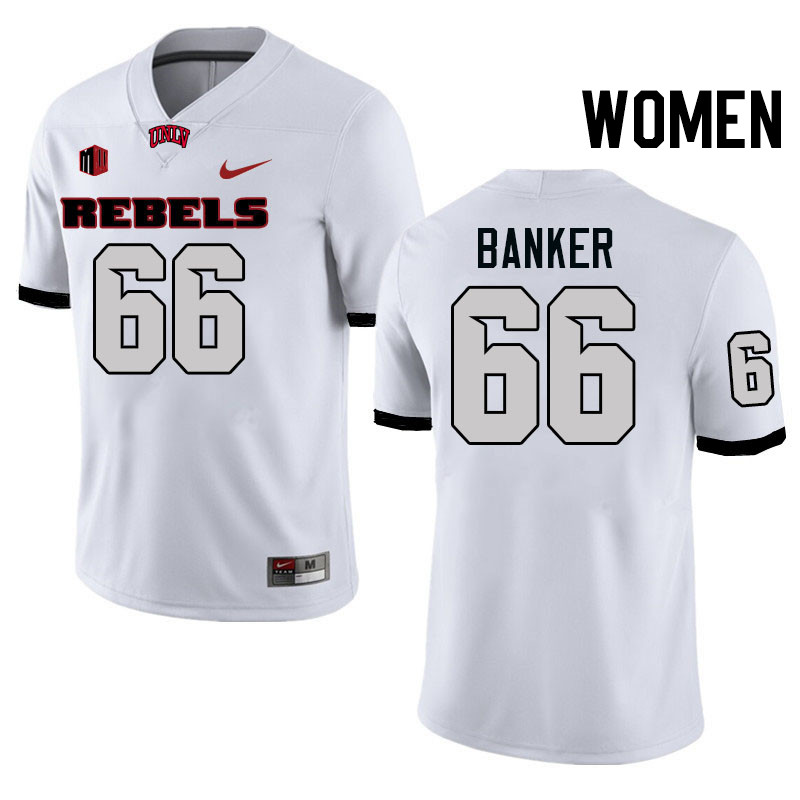 Women #66 Carver Banker UNLV Rebels College Football Jerseys Stitched-White